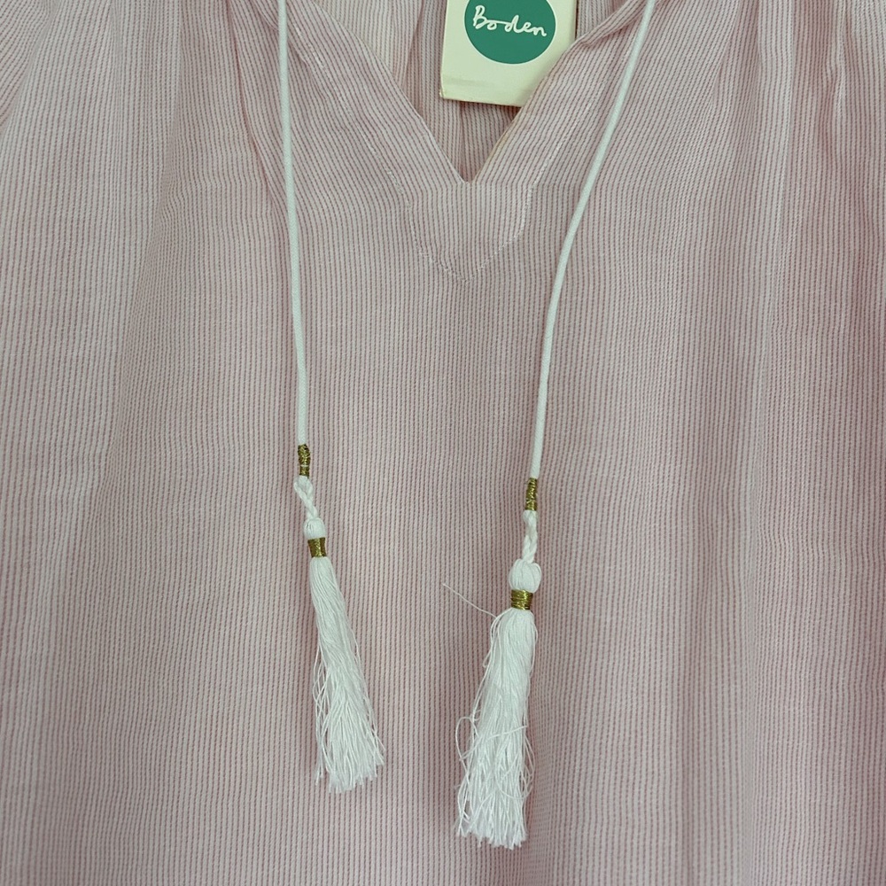 NWT Boden Gauzy Boho Top in Pink and White Stripe - Picture 4 of 8